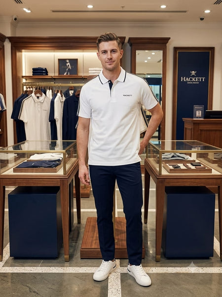 Premium White Contrast Trim Polo Shirt
