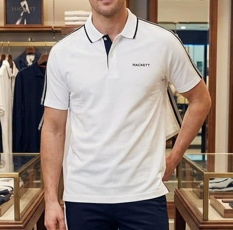 Premium White Contrast Trim Polo Shirt