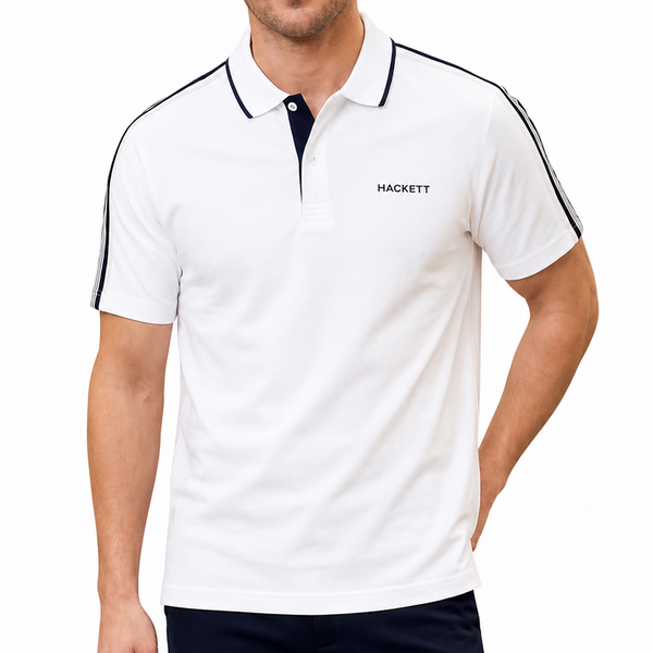 Premium White Contrast Trim Polo Shirt