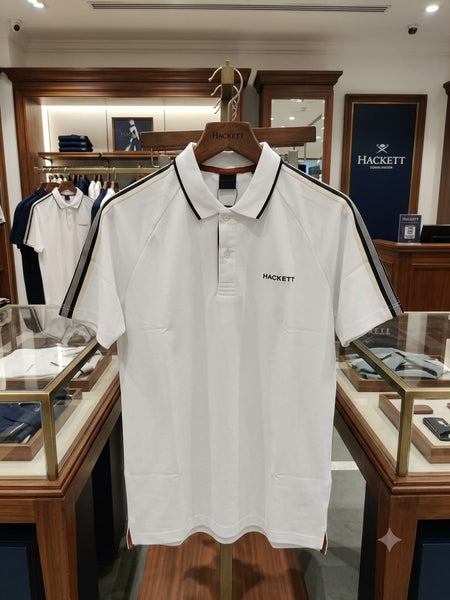 Premium White Contrast Trim Polo Shirt