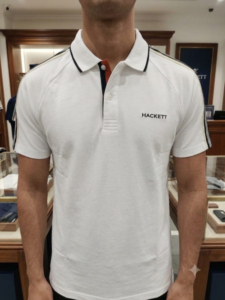 Premium White Contrast Trim Polo Shirt