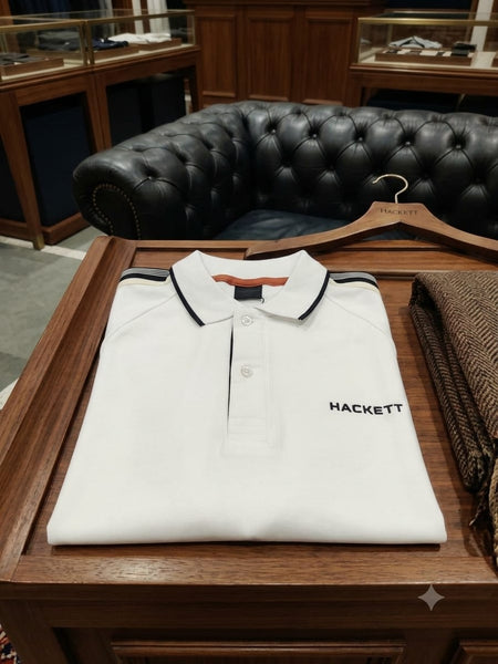 Premium White Contrast Trim Polo Shirt