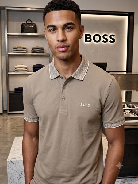 Premium Beige Contrast Trim Polo Shirt