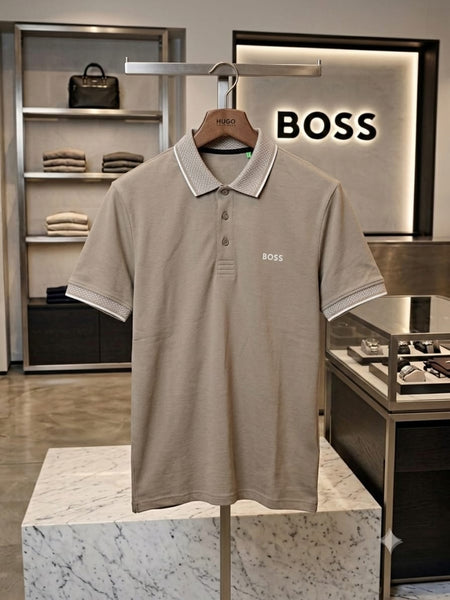 Premium Beige Contrast Trim Polo Shirt