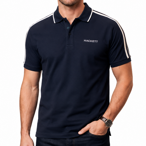 Premium Navy Contrast Trim Polo Shirt