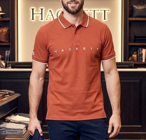 Premium Rust Orange Contrast Trim Polo Shirt