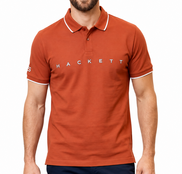 Premium Rust Orange Contrast Trim Polo Shirt