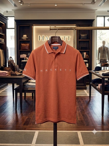 Premium Rust Orange Contrast Trim Polo Shirt