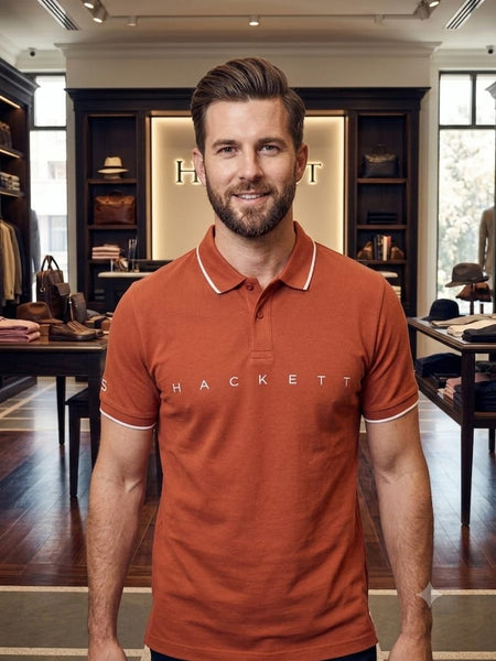 Premium Rust Orange Contrast Trim Polo Shirt