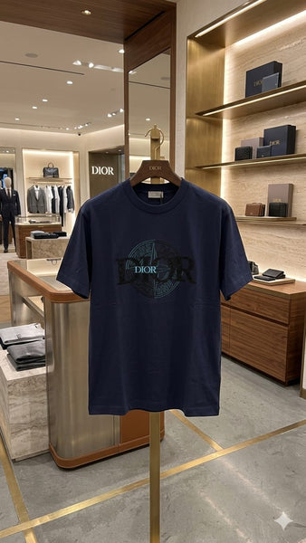 Men's Luxury Designer Navy Blue Casual Drop Shoulder Tee