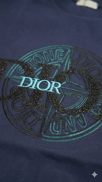 Men's Luxury Designer Navy Blue Casual Drop Shoulder Tee
