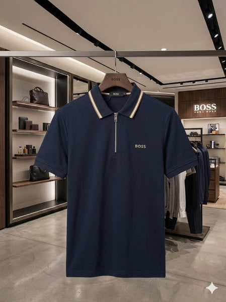 Men Modern Half-Zip Knit Polo Shirt