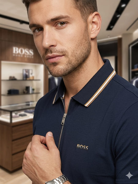 Men Modern Half-Zip Knit Polo Shirt