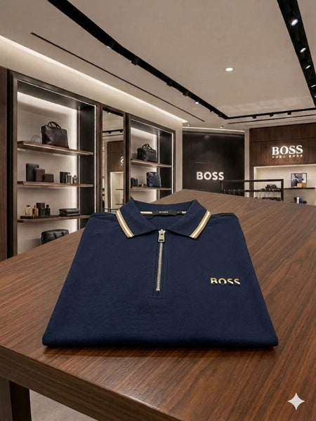 Men Modern Half-Zip Knit Polo Shirt