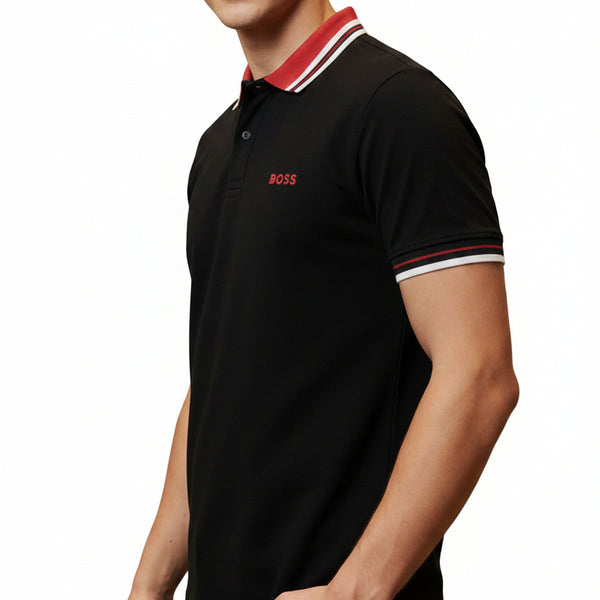 Premium Black Striped Collar Polo T-Shirt