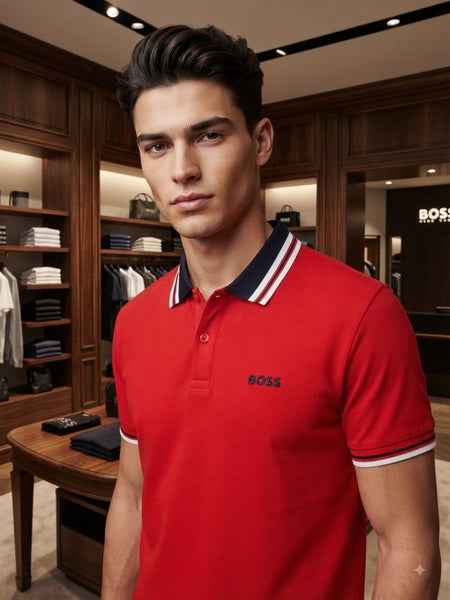 Premium Red Contrast Collar Polo T-Shirt