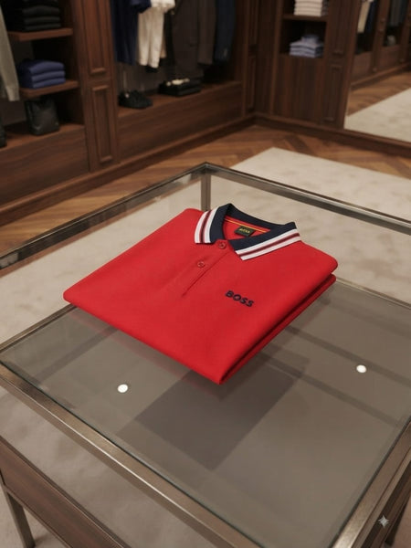 Premium Red Contrast Collar Polo T-Shirt