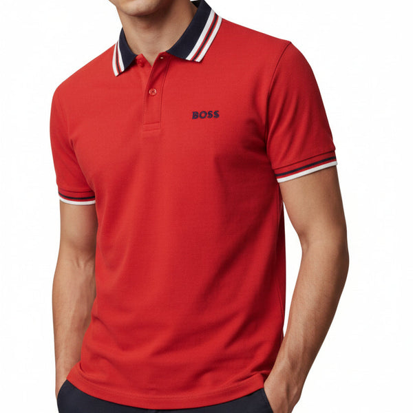 Premium Red Contrast Collar Polo T-Shirt