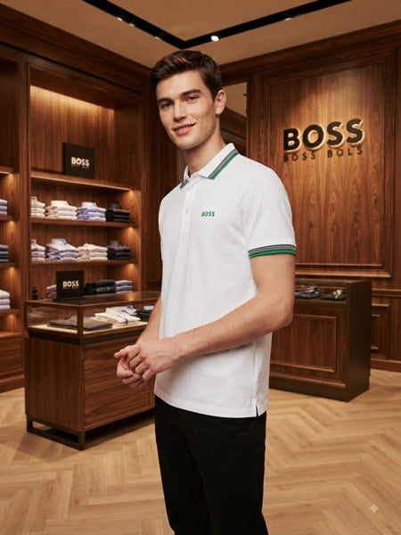 Premium White Contrast Collar Polo T-Shirt