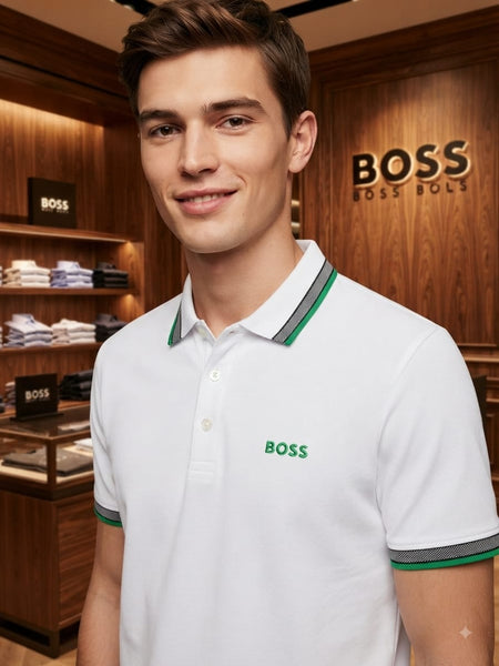 Premium White Contrast Collar Polo T-Shirt