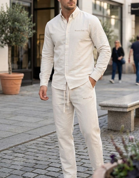 Men Premium Solid Shirt and Trouser Co-Ord Set