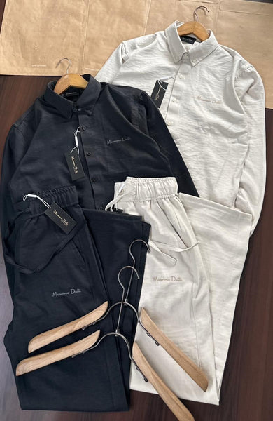 Men Premium Solid Shirt and Trouser Co-Ord Set