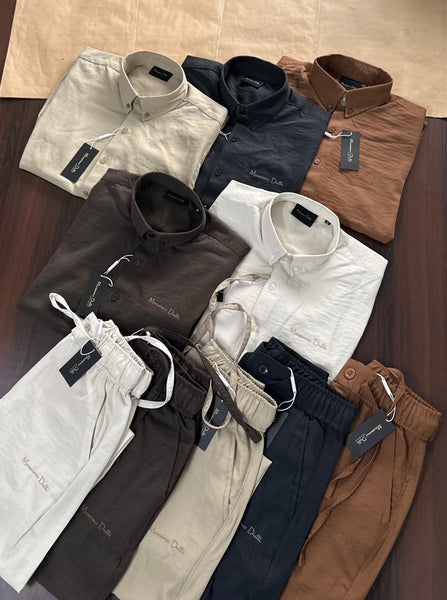 Men Premium Solid Shirt and Trouser Co-Ord Set