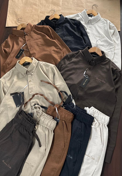 Men Premium Solid Shirt and Trouser Co-Ord Set