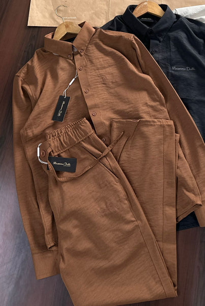 Men Premium Solid Shirt and Trouser Co-Ord Set