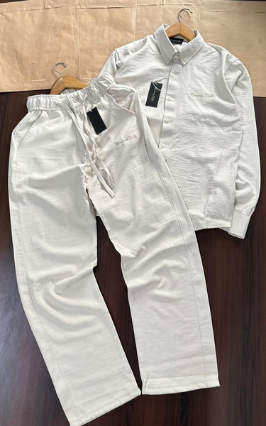 Men Premium Solid Shirt and Trouser Co-Ord Set