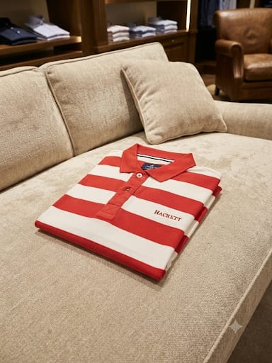 Men Red & White Striped Polo Shirt