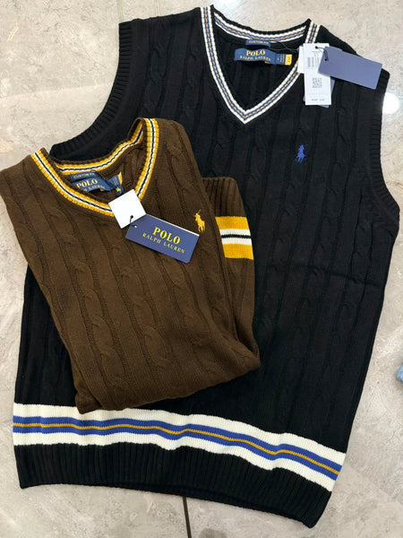 Men Cable Knit V-Neck Sweater Vest