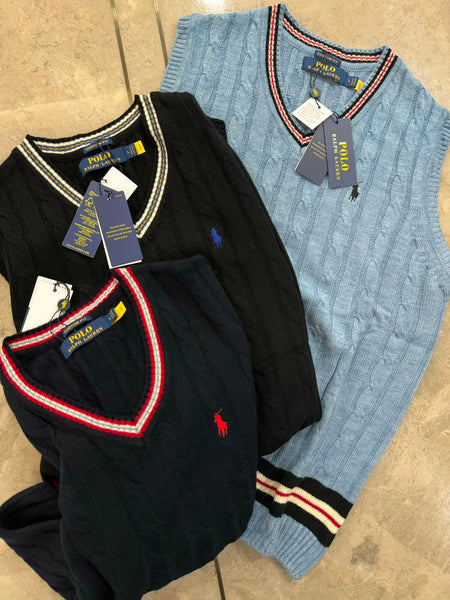 Men Cable Knit V-Neck Sweater Vest