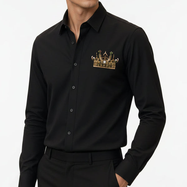 Men Black Tiger Graphic Printed Full Sleeve Shirt