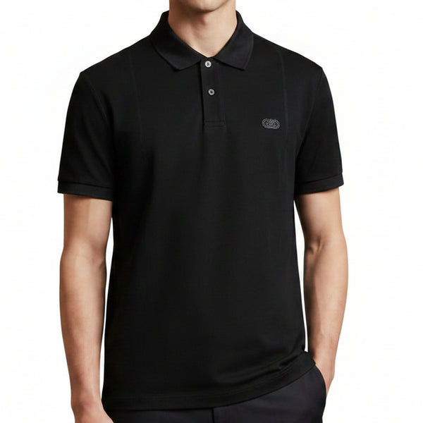 Men Classic Black Textured Polo Shirt