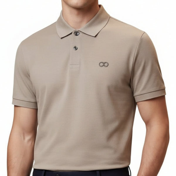 Men Classic Cream Textured Polo Shirt