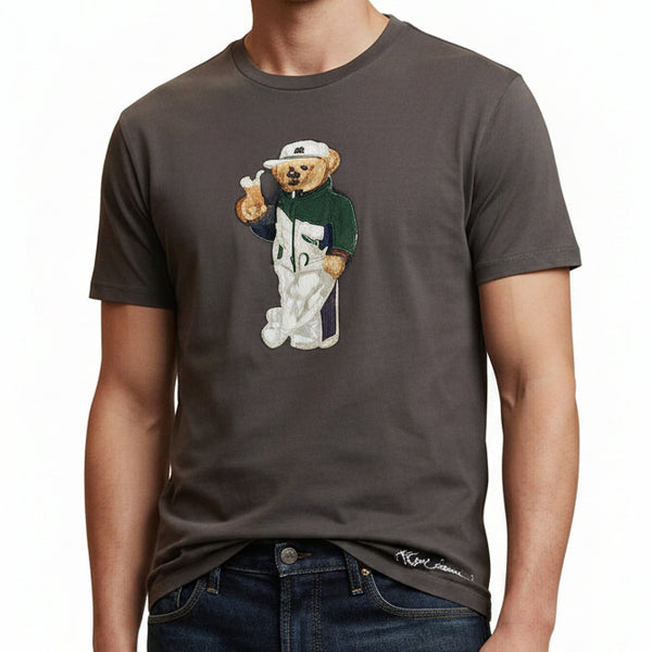 Premium Men Gray Bear T-Shirt – Soft Casual Crew Neck