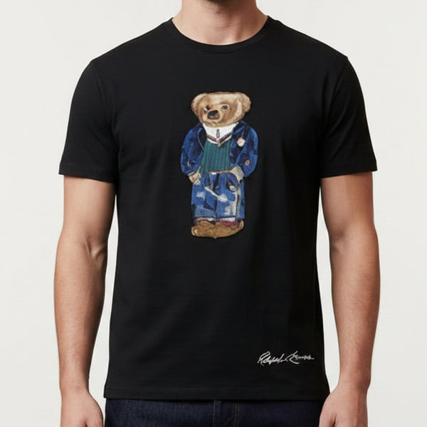 Premium Men Black Bear T-Shirt – Soft Casual Crew Neck