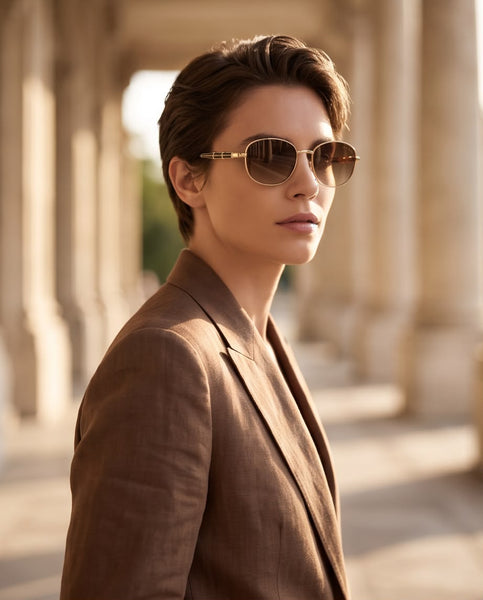 Elegant Oversized Round Frame Sunglasses with Gradient Lenses with UV Protection