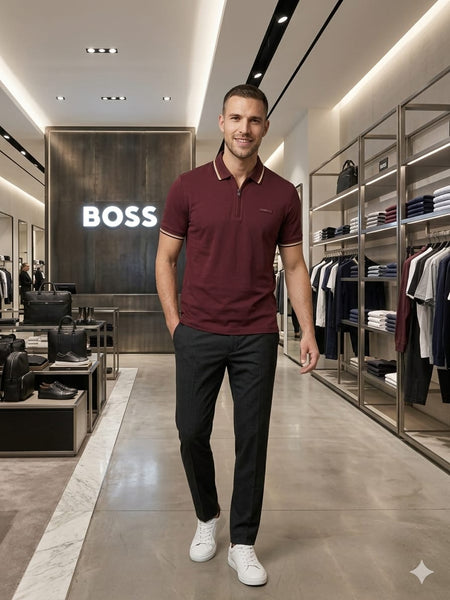 Premium Men Maroon Bear T-Shirt – Soft Casual Crew Neck