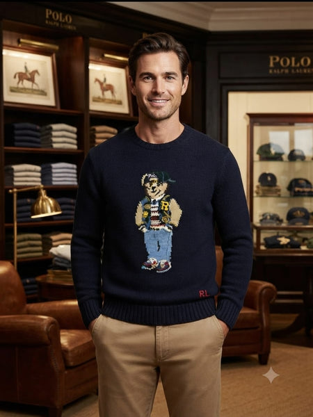 Embroidered Crew Neck Sweater Premium Winter Style For Men