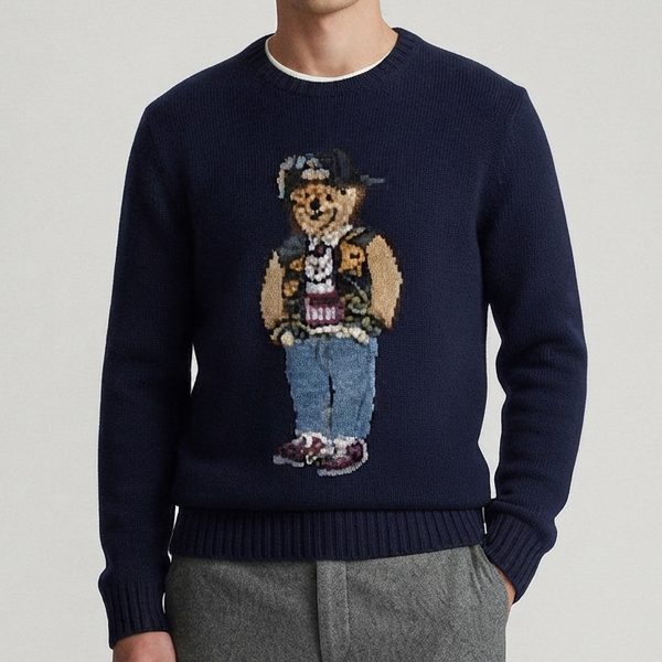 Embroidered Crew Neck Sweater Premium Winter Style For Men