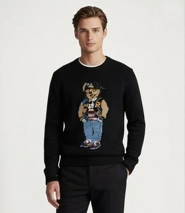 Embroidered Crew Neck Sweater Premium Winter Style For Men
