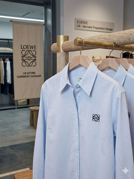 Women Premium Light Blue Striped Button-Down Shirt