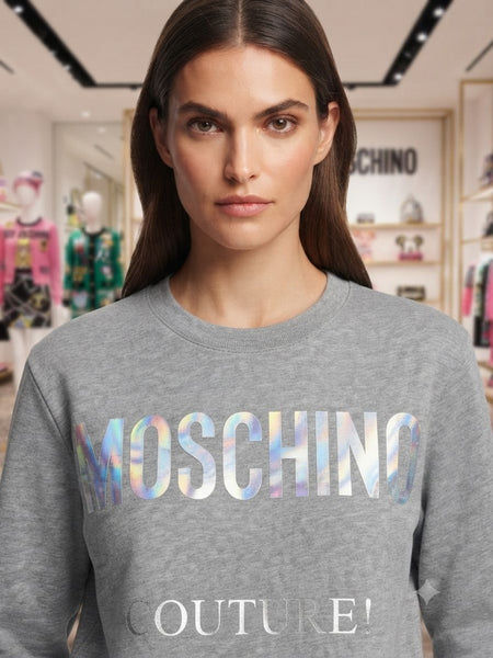 Men Premium Grey Crew Neck Graphic Sweatshirt