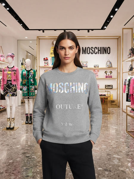 Men Premium Grey Crew Neck Graphic Sweatshirt