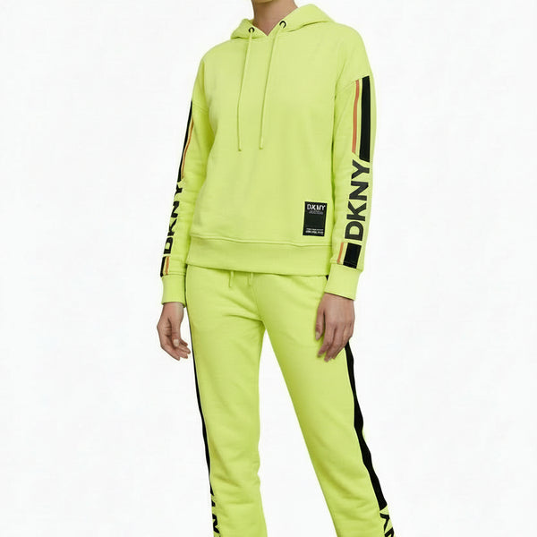 Women Neon Green Hooded Tracksuit Set