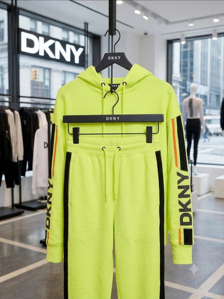 Women Neon Green Hooded Tracksuit Set