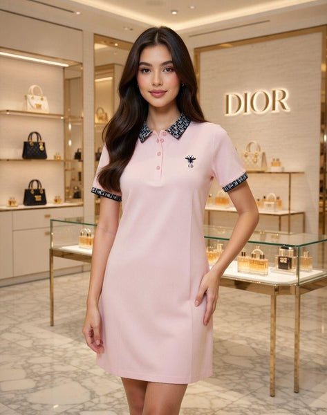 Women Elegant Polo Collar Mini Dress – Short Sleeve Casual Fit Dress