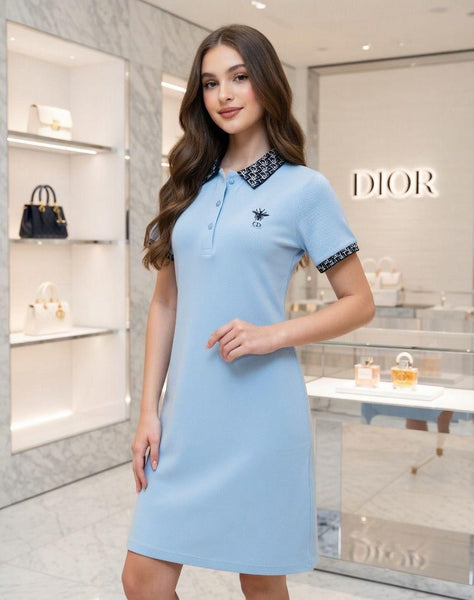 Women Elegant Polo Collar Mini Dress – Short Sleeve Casual Fit Dress